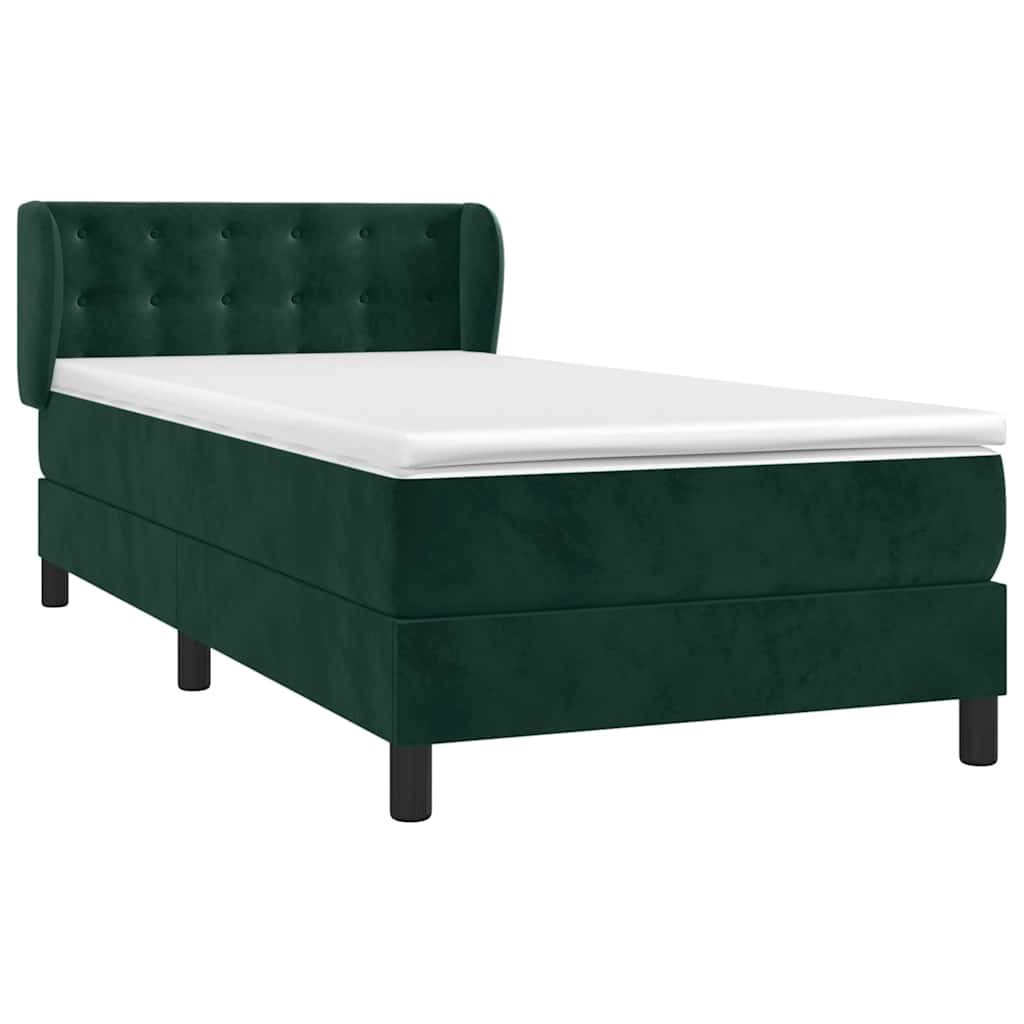 Boxspring met matras fluweel donkergroen 90x190 cm is nu te koop bij PeponiXL, paradijselijk wonen!