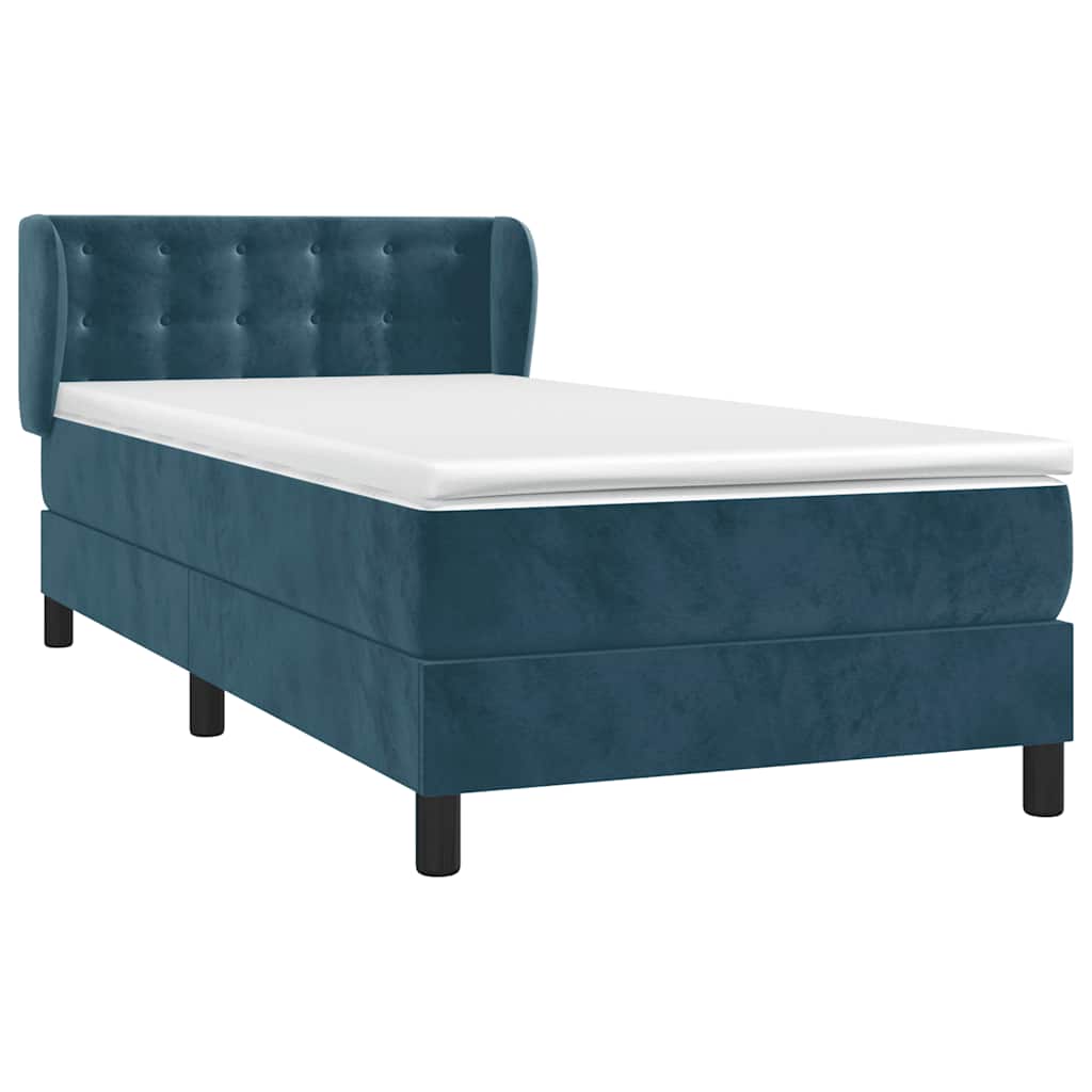 Boxspring met matras fluweel donkerblauw 90x190 cm is nu te koop bij PeponiXL, paradijselijk wonen!