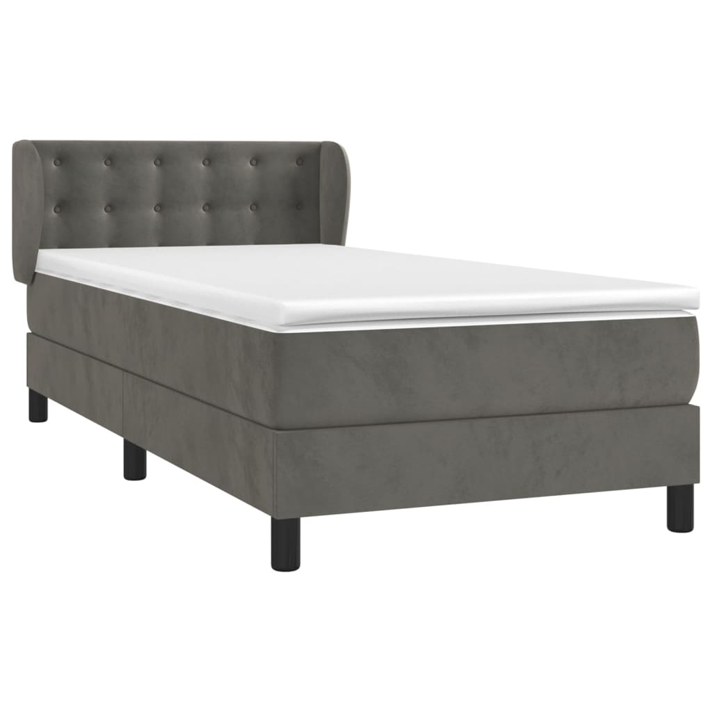 Boxspring met matras fluweel donkergrijs 90x200 cm is nu te koop bij PeponiXL, paradijselijk wonen!