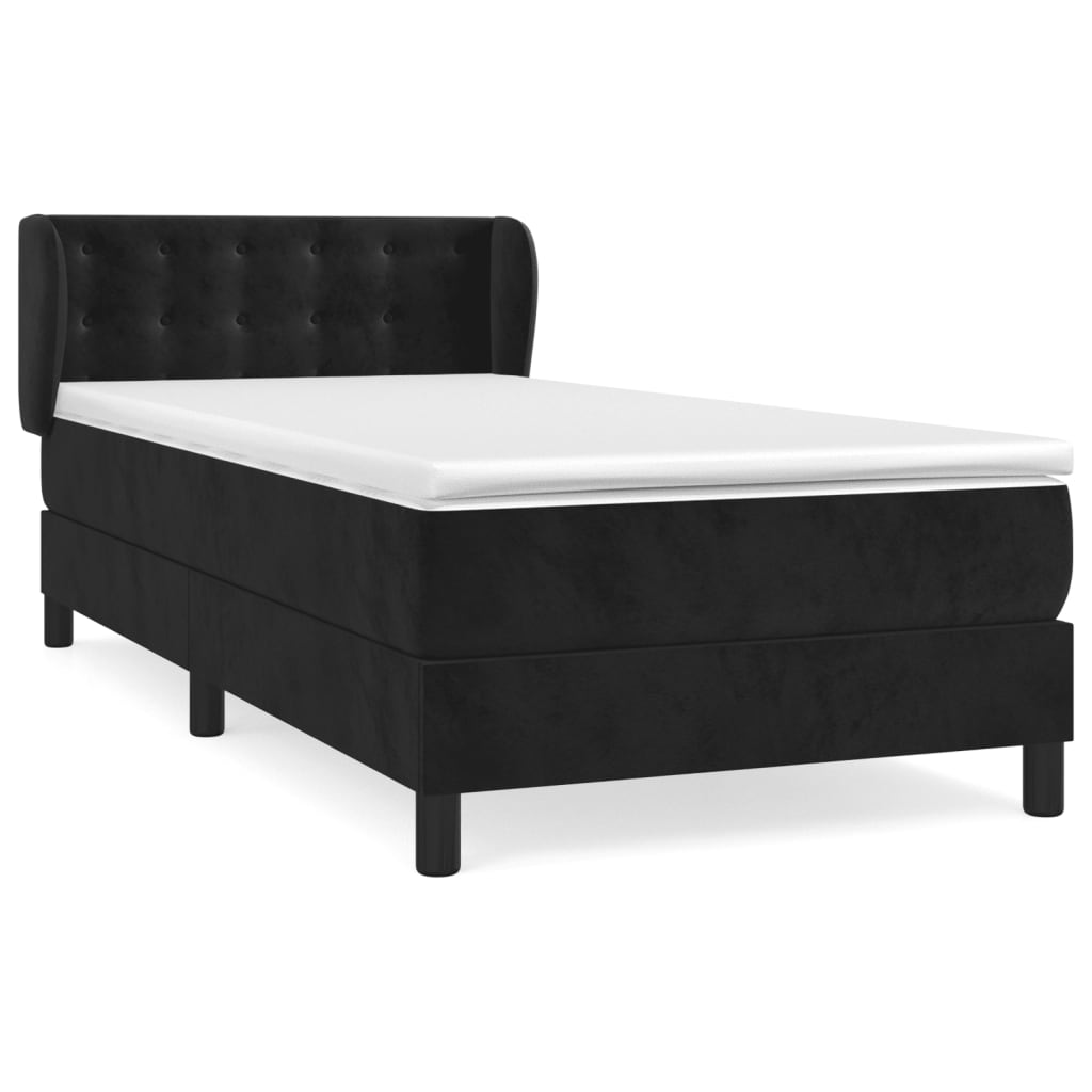 Boxspring met matras fluweel zwart 90x200 cm is nu te koop bij PeponiXL, paradijselijk wonen!