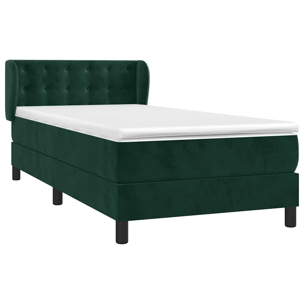 Boxspring met matras fluweel donkergroen 90x200 cm is nu te koop bij PeponiXL, paradijselijk wonen!