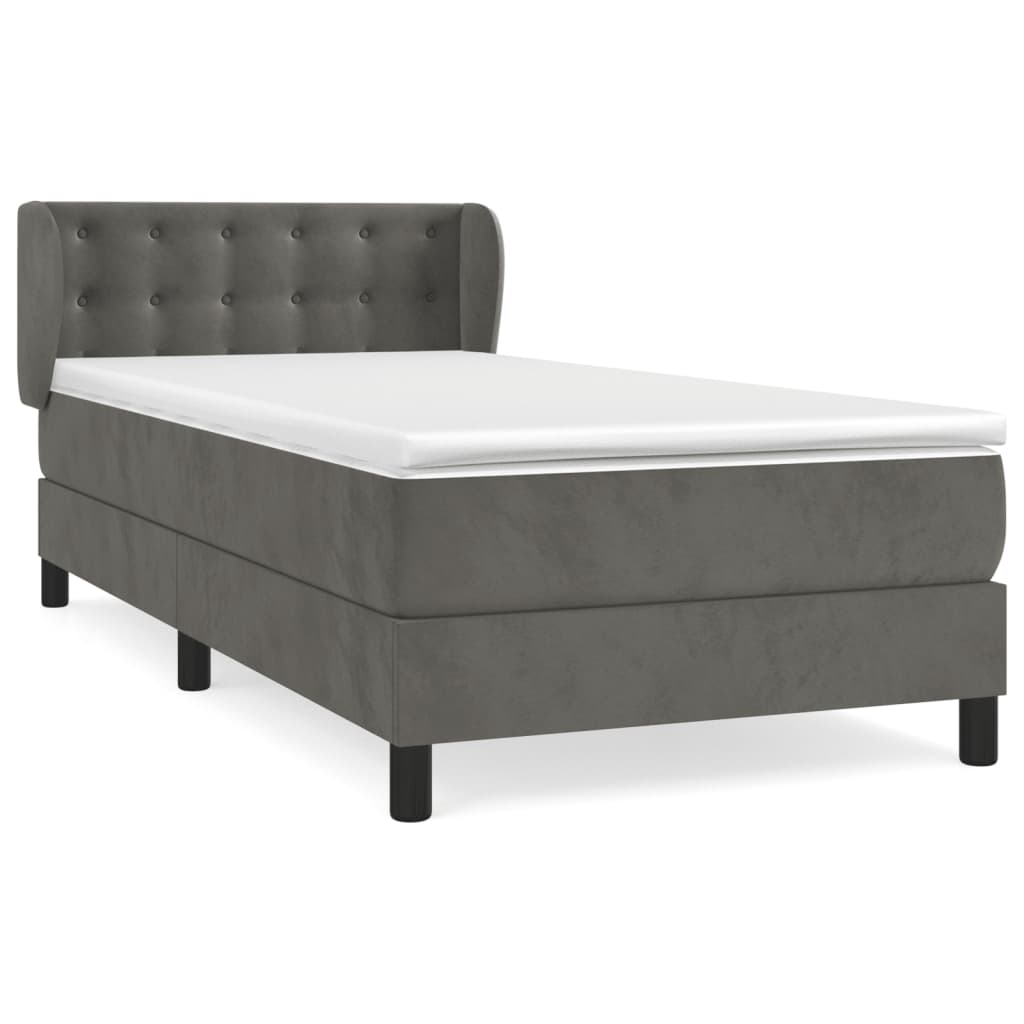 Boxspring met matras fluweel donkergrijs 100x200 cm is nu te koop bij PeponiXL, paradijselijk wonen!