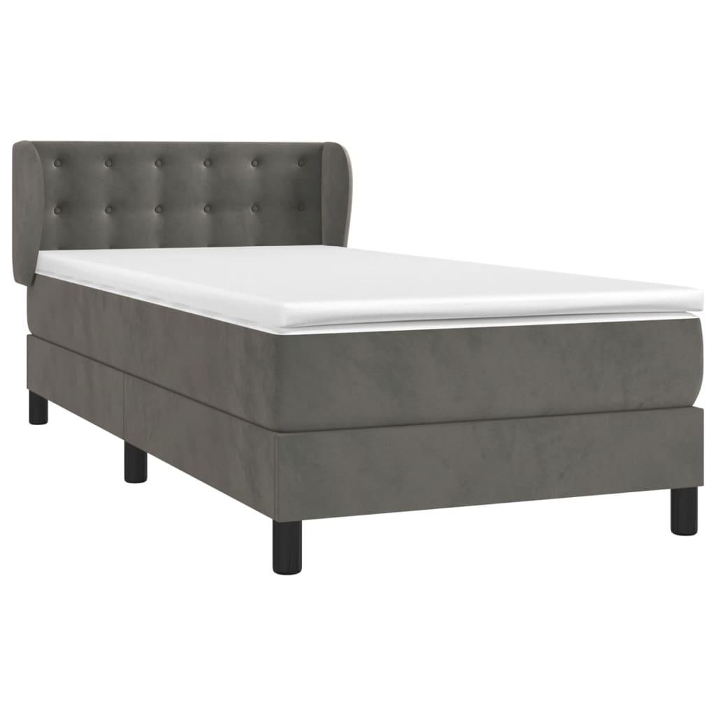 Boxspring met matras fluweel donkergrijs 100x200 cm is nu te koop bij PeponiXL, paradijselijk wonen!
