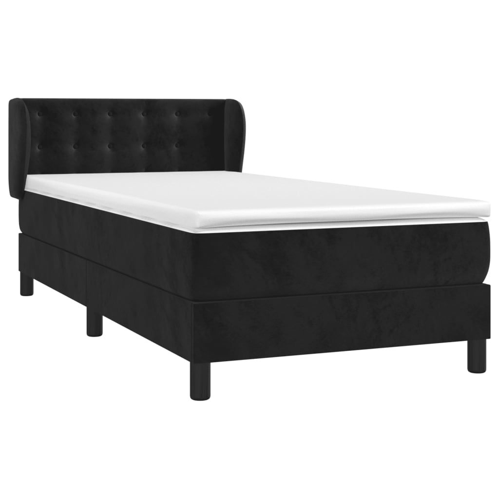 Boxspring met matras fluweel zwart 100x200 cm is nu te koop bij PeponiXL, paradijselijk wonen!