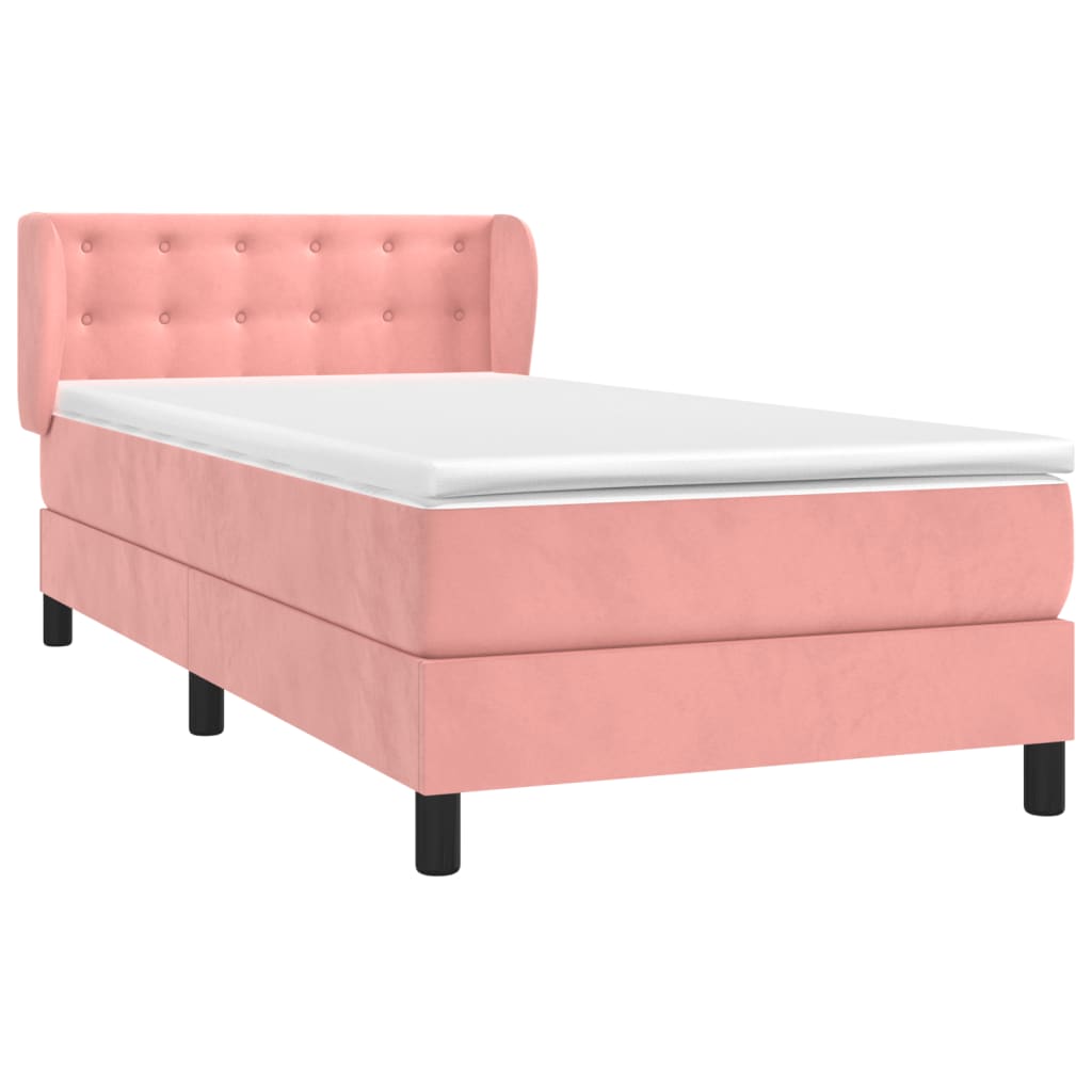 Boxspring met matras fluweel roze 100x200 cm is nu te koop bij PeponiXL, paradijselijk wonen!