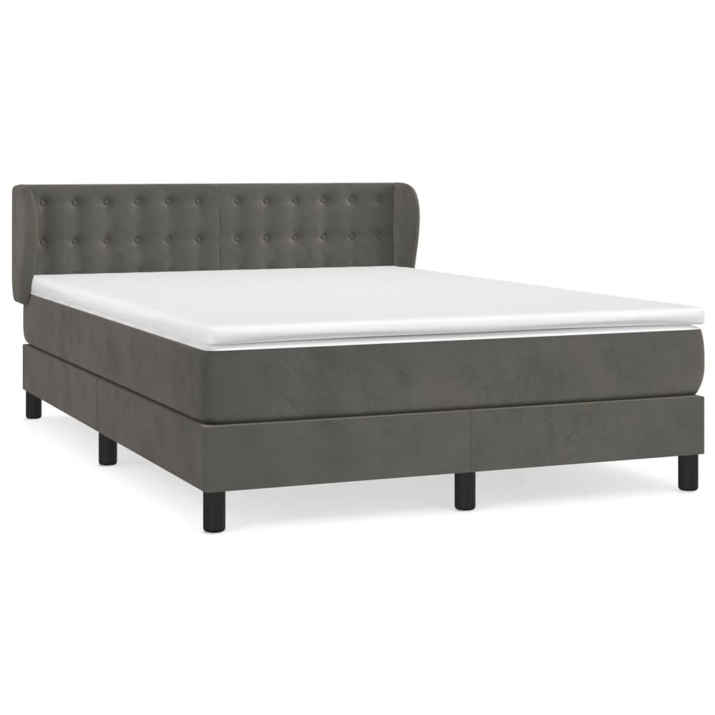 Boxspring met matras fluweel donkergrijs 140x190 cm is nu te koop bij PeponiXL, paradijselijk wonen!