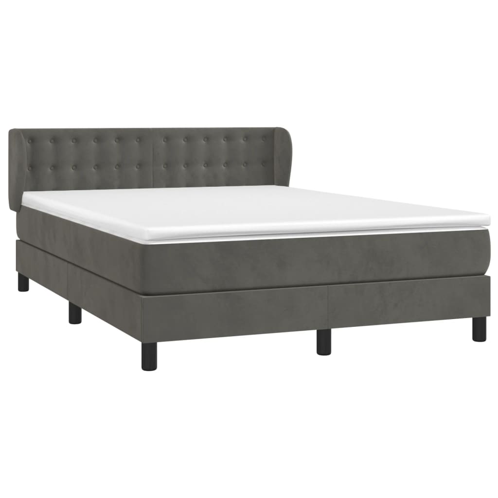 Boxspring met matras fluweel donkergrijs 140x190 cm is nu te koop bij PeponiXL, paradijselijk wonen!