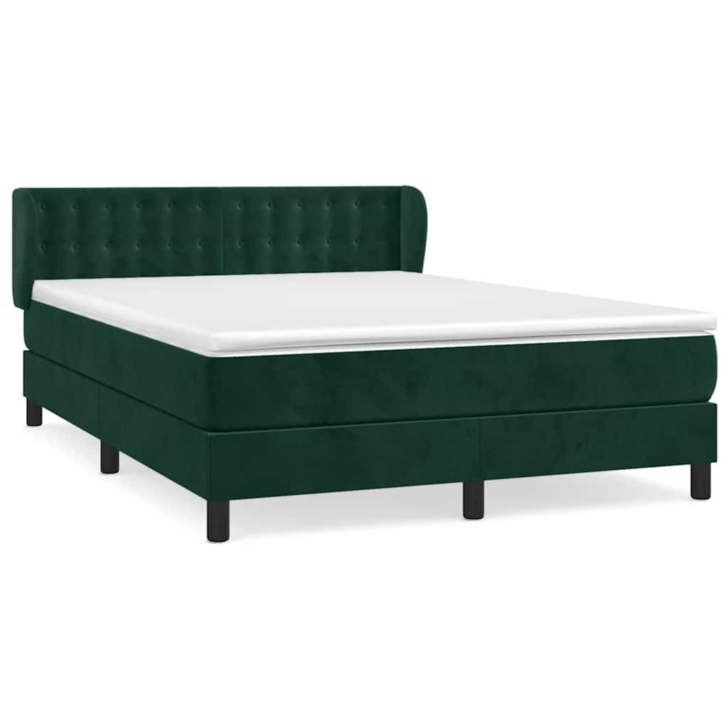 Boxspring met matras fluweel donkergroen 140x190 cm is nu te koop bij PeponiXL, paradijselijk wonen!