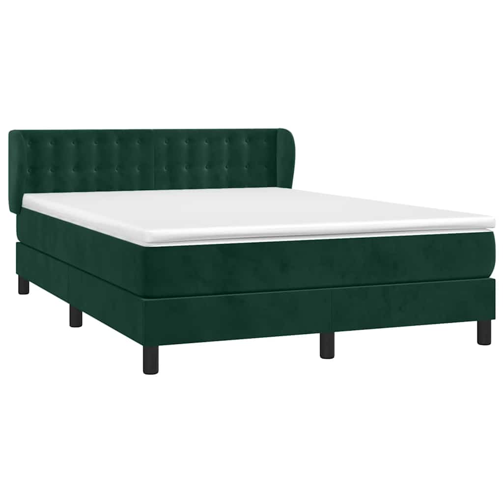 Boxspring met matras fluweel donkergroen 140x190 cm is nu te koop bij PeponiXL, paradijselijk wonen!