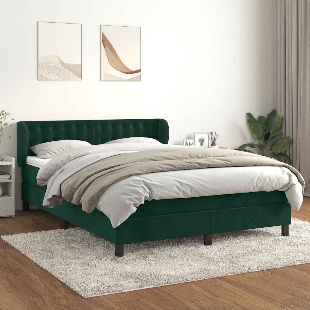 Boxspring met matras fluweel donkergroen 140x190 cm is nu te koop bij PeponiXL, paradijselijk wonen!