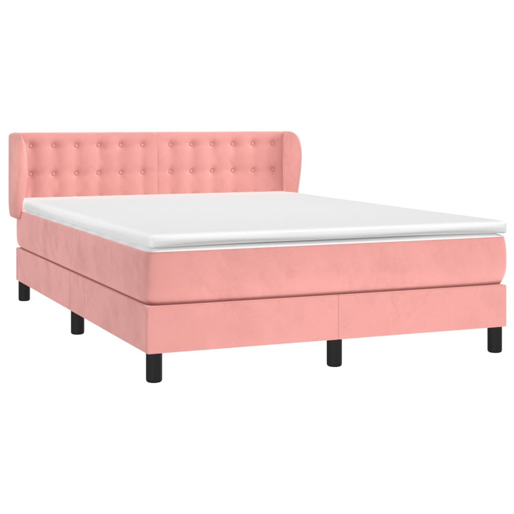 Boxspring met matras fluweel roze 140x190 cm is nu te koop bij PeponiXL, paradijselijk wonen!
