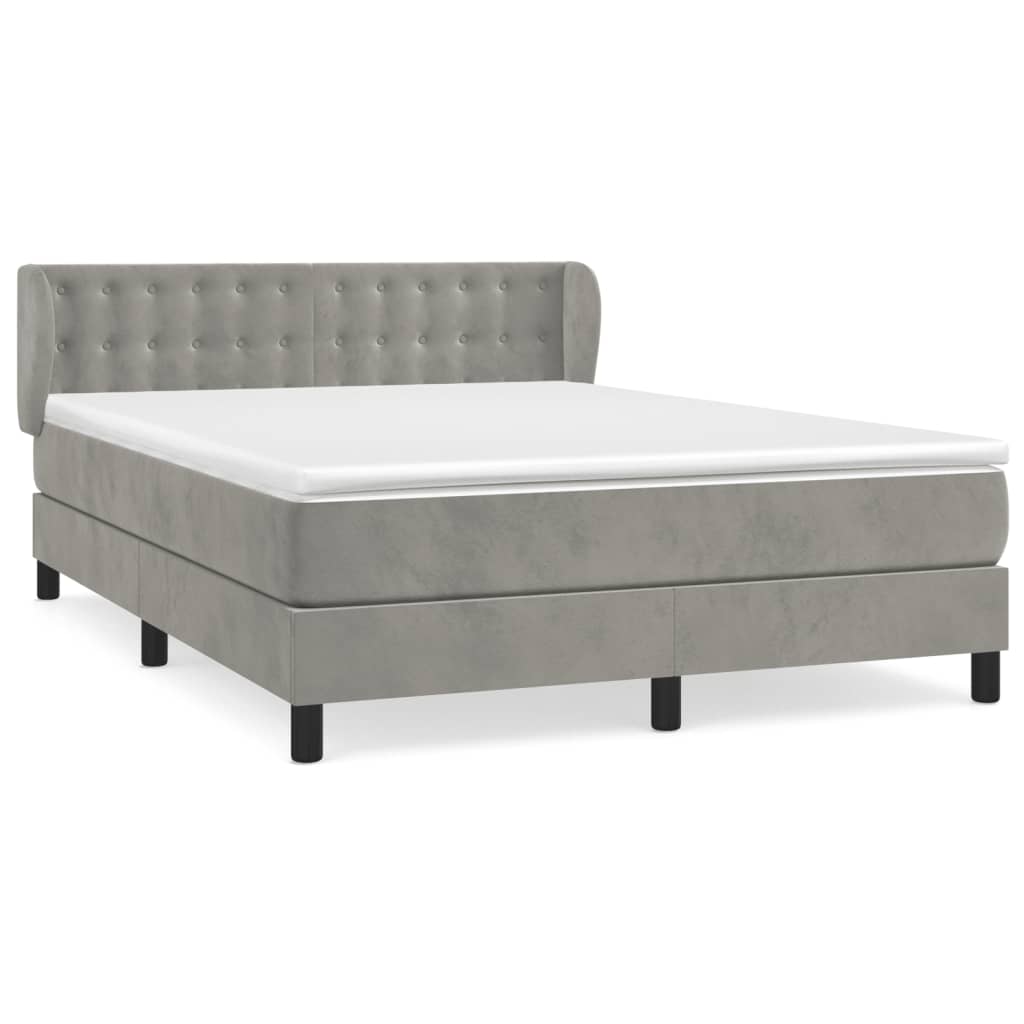 Boxspring met matras fluweel lichtgrijs 140x200 cm is nu te koop bij PeponiXL, paradijselijk wonen!