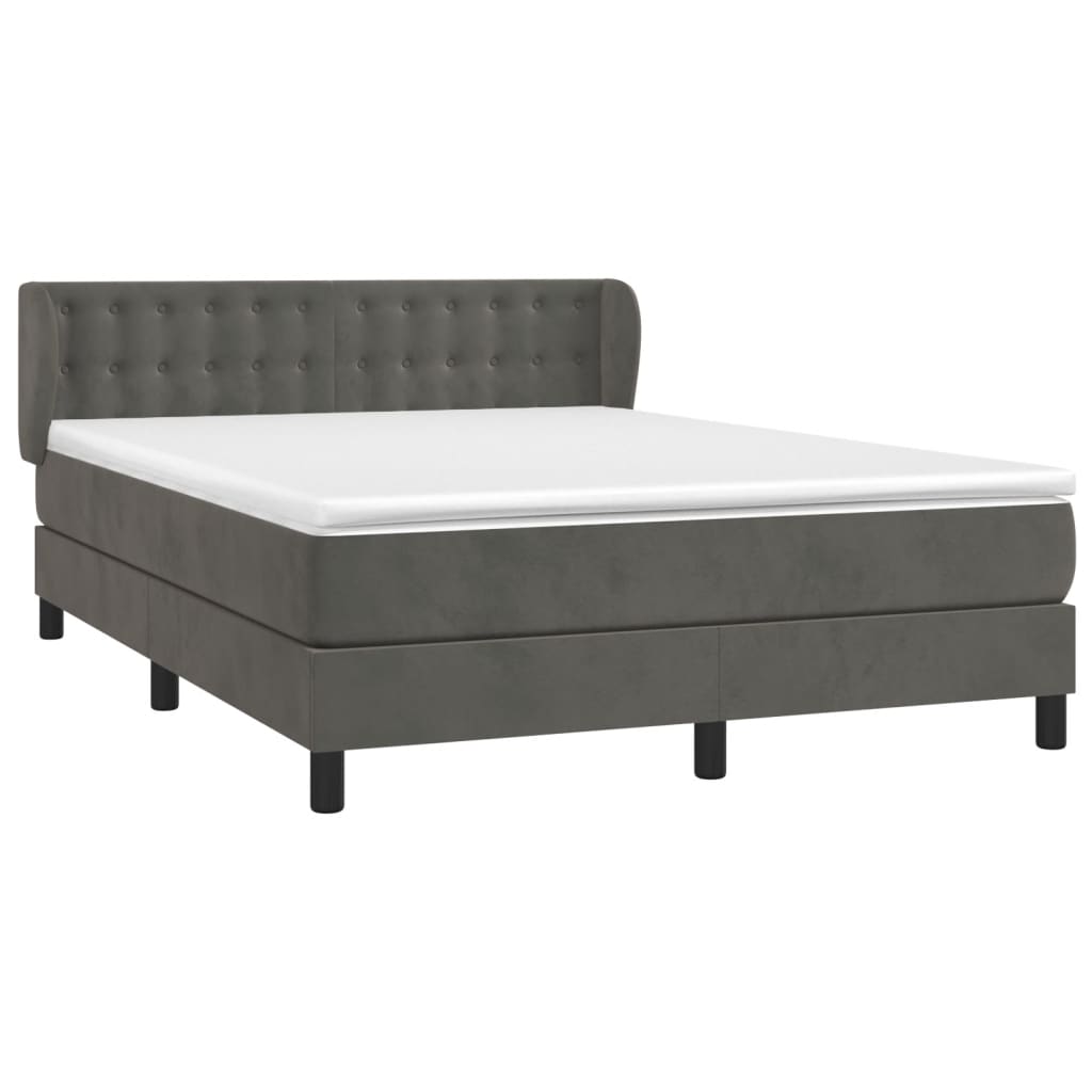 Boxspring met matras fluweel donkergrijs 140x200 cm is nu te koop bij PeponiXL, paradijselijk wonen!