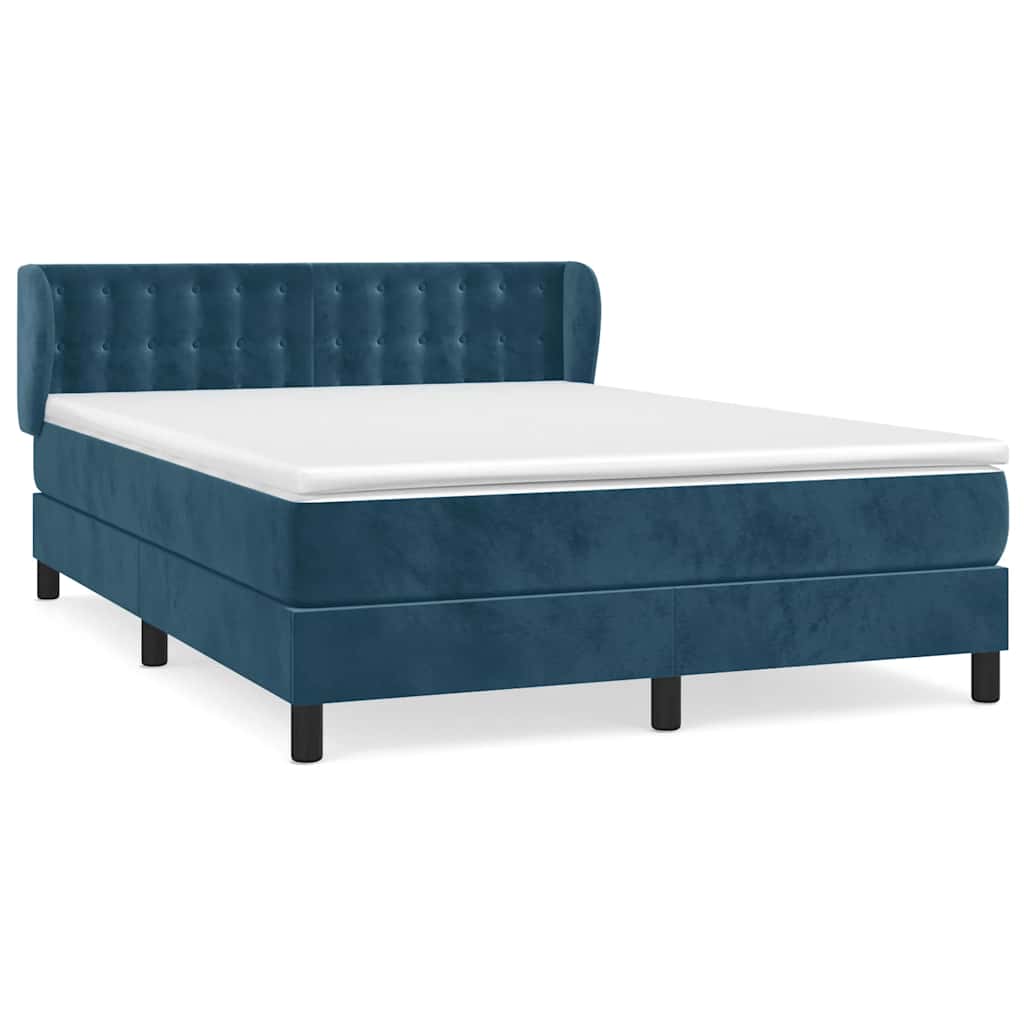 Boxspring met matras fluweel donkerblauw 140x200 cm is nu te koop bij PeponiXL, paradijselijk wonen!