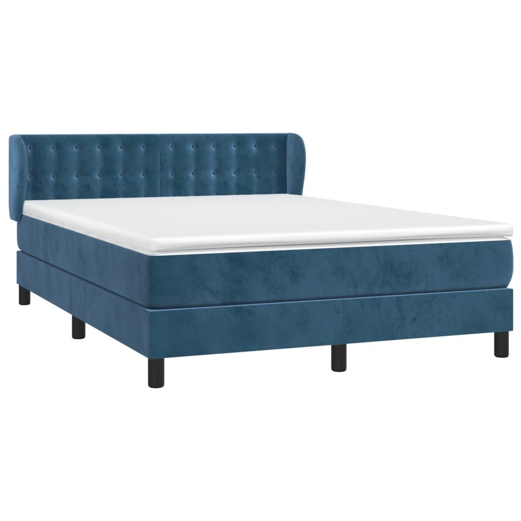 Boxspring met matras fluweel donkerblauw 140x200 cm is nu te koop bij PeponiXL, paradijselijk wonen!