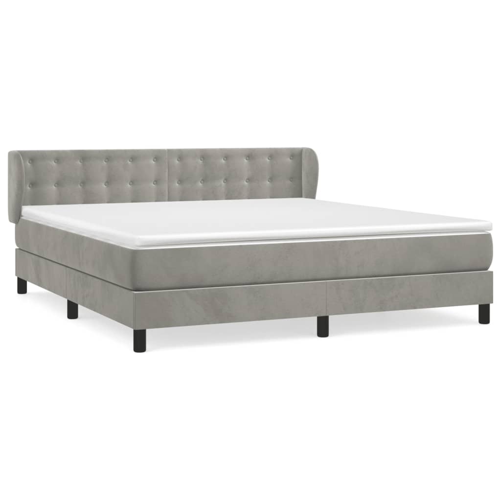 Boxspring met matras fluweel lichtgrijs 160x200 cm is nu te koop bij PeponiXL, paradijselijk wonen!