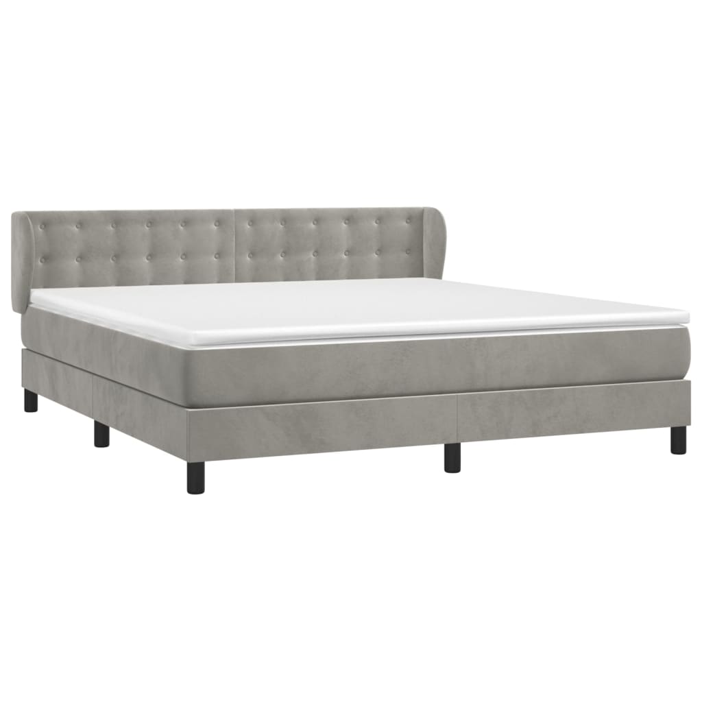 Boxspring met matras fluweel lichtgrijs 160x200 cm is nu te koop bij PeponiXL, paradijselijk wonen!