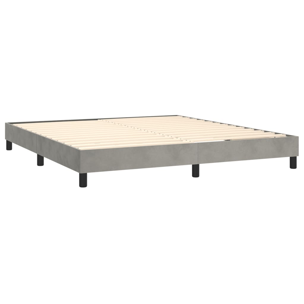 Boxspring met matras fluweel lichtgrijs 160x200 cm is nu te koop bij PeponiXL, paradijselijk wonen!