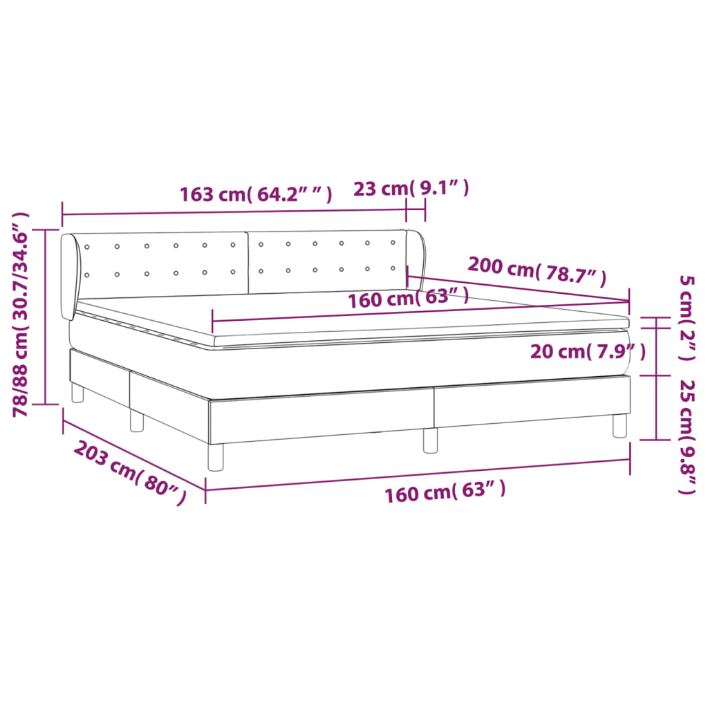 Boxspring met matras fluweel lichtgrijs 160x200 cm is nu te koop bij PeponiXL, paradijselijk wonen!