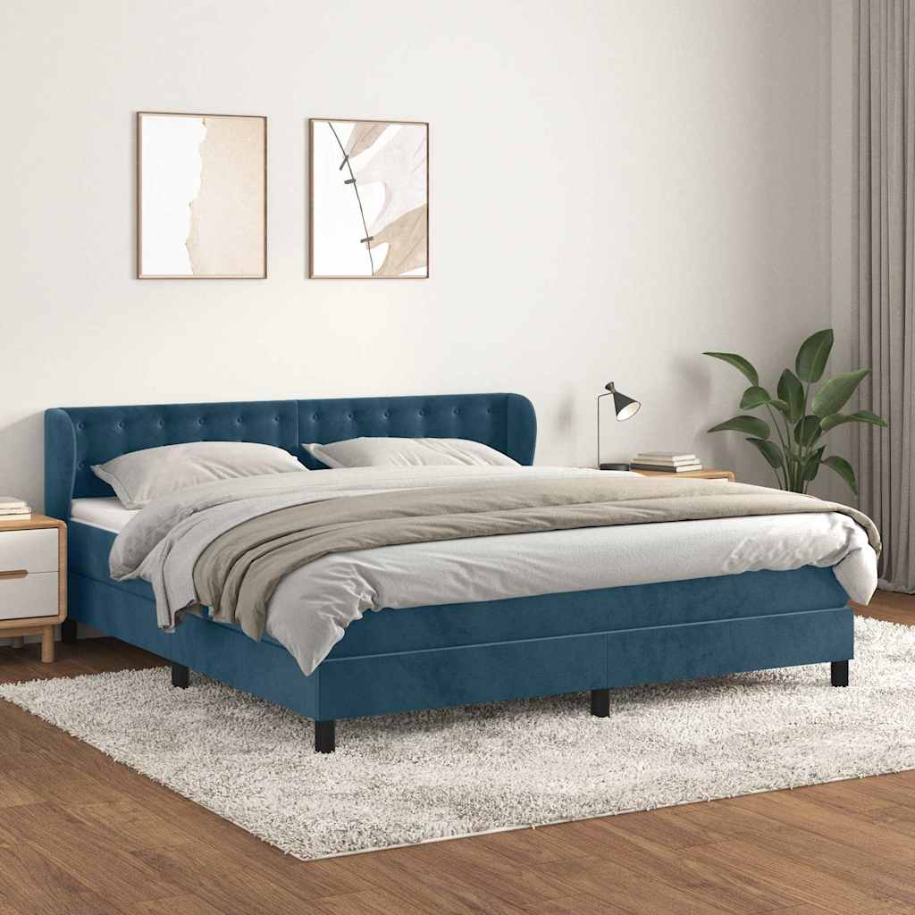 Boxspring met matras fluweel donkerblauw 160x200 cm is nu te koop bij PeponiXL, paradijselijk wonen!
