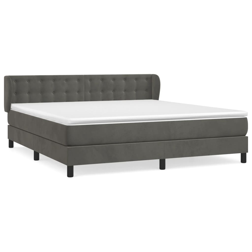 Boxspring met matras fluweel donkergrijs 180x200 cm is nu te koop bij PeponiXL, paradijselijk wonen!