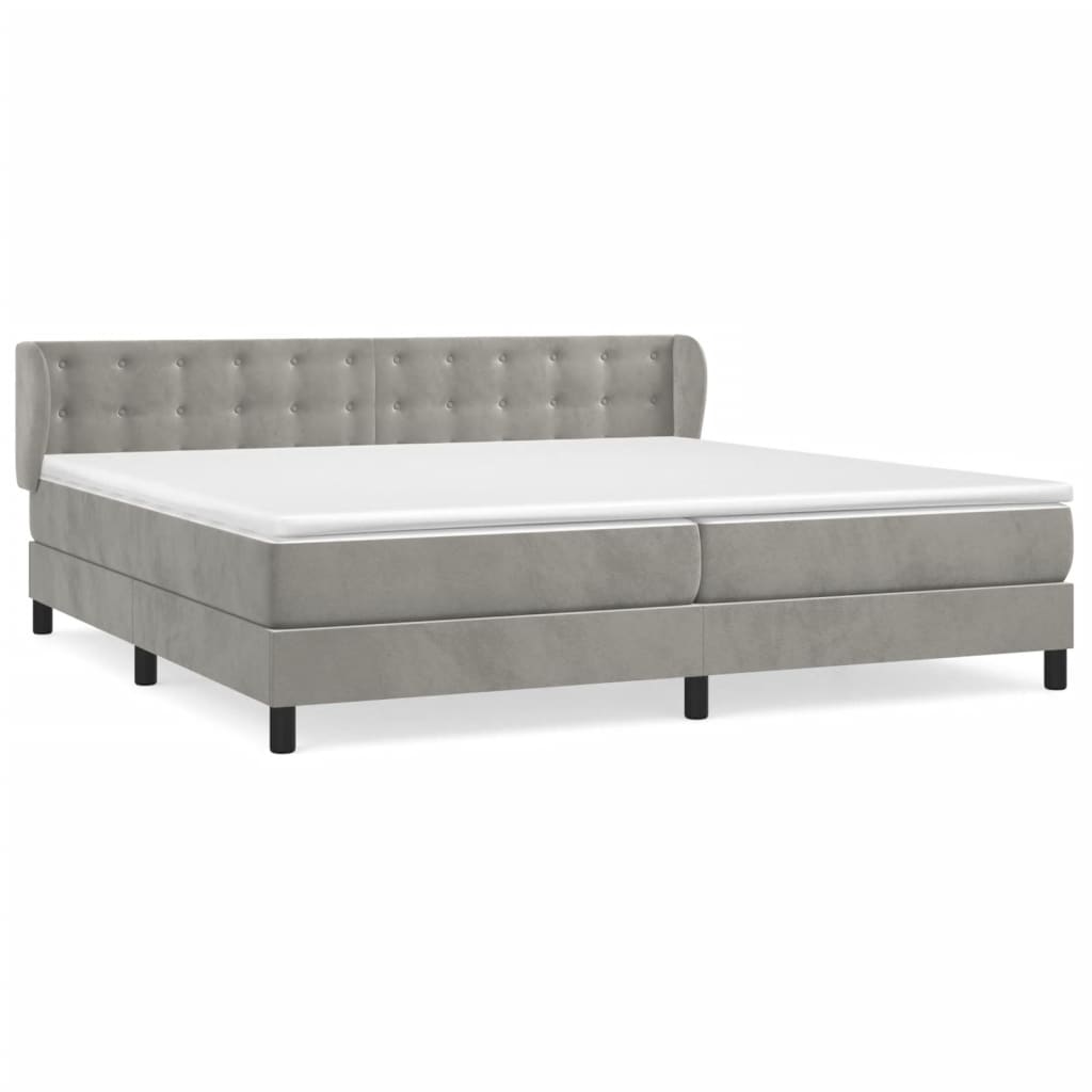 Boxspring met matras fluweel lichtgrijs 200x200 cm is nu te koop bij PeponiXL, paradijselijk wonen!