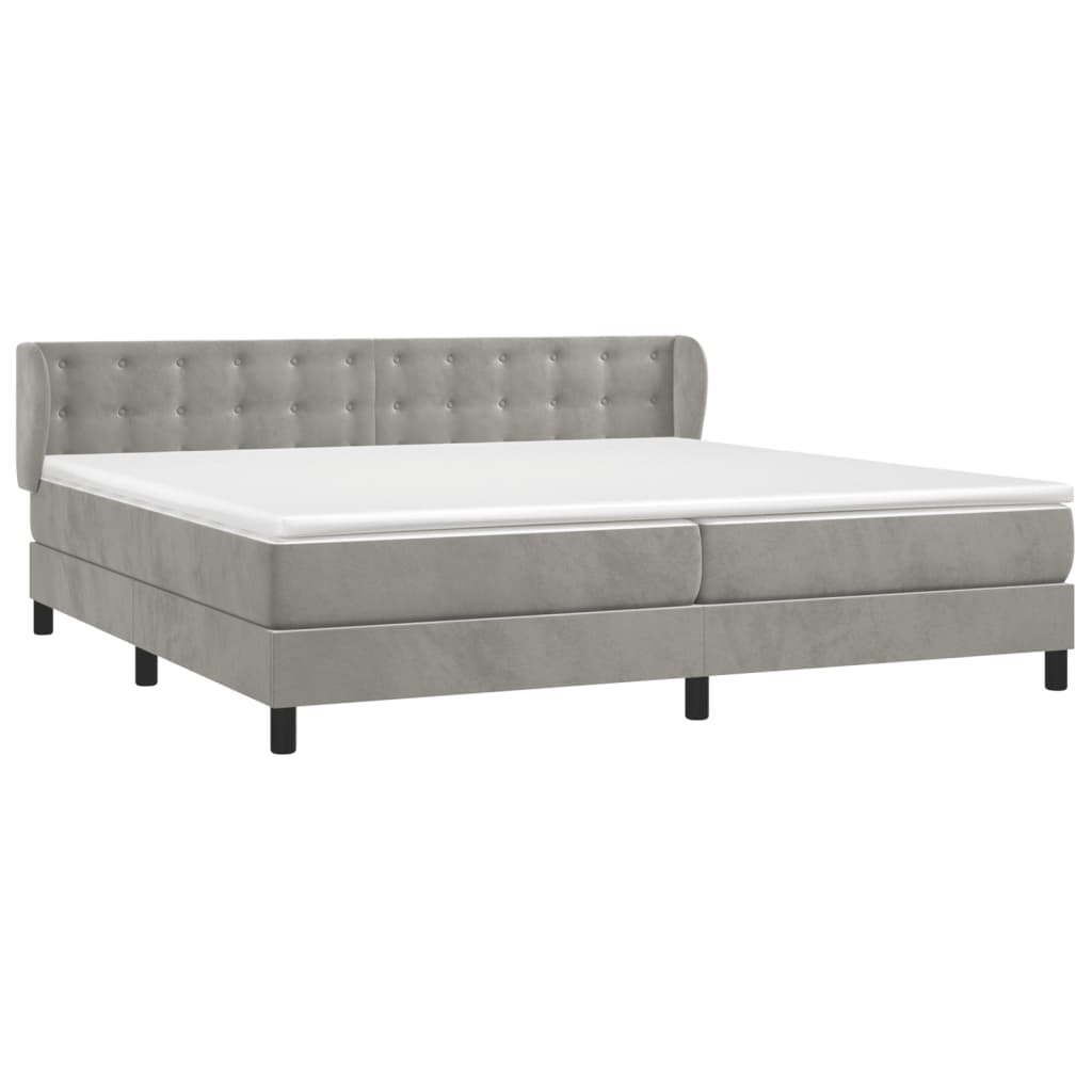 Boxspring met matras fluweel lichtgrijs 200x200 cm is nu te koop bij PeponiXL, paradijselijk wonen!