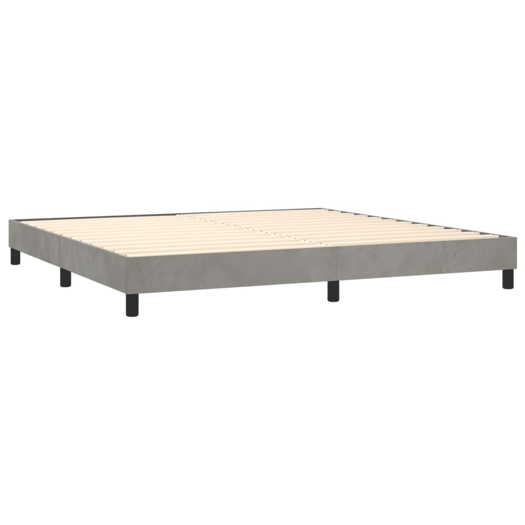 Boxspring met matras fluweel lichtgrijs 200x200 cm is nu te koop bij PeponiXL, paradijselijk wonen!
