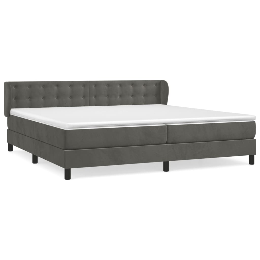 Boxspring met matras fluweel donkergrijs 200x200 cm is nu te koop bij PeponiXL, paradijselijk wonen!