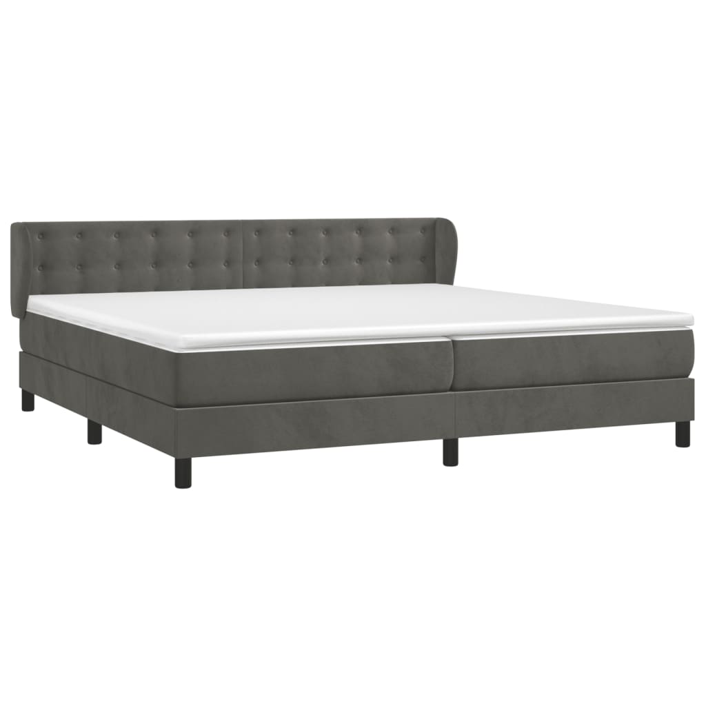 Boxspring met matras fluweel donkergrijs 200x200 cm is nu te koop bij PeponiXL, paradijselijk wonen!