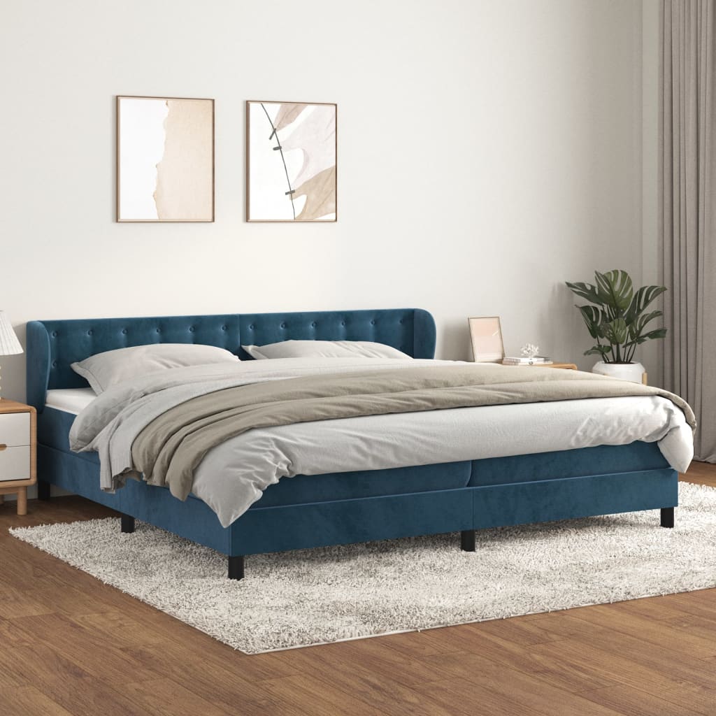 Boxspring met matras fluweel donkerblauw 200x200 cm is nu te koop bij PeponiXL, paradijselijk wonen!