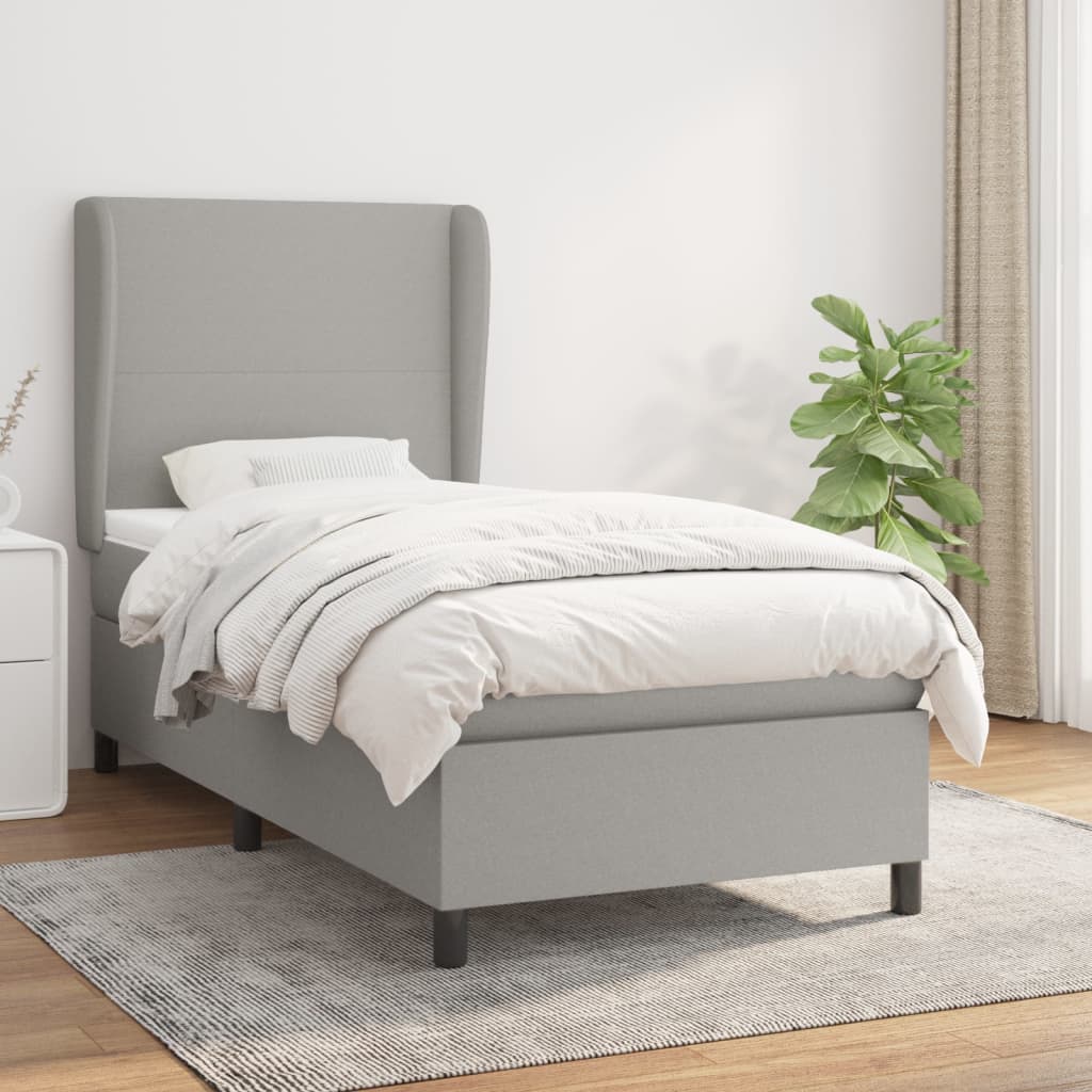 Boxspring met matras stof lichtgrijs 80x200 cm is nu te koop bij PeponiXL, paradijselijk wonen!