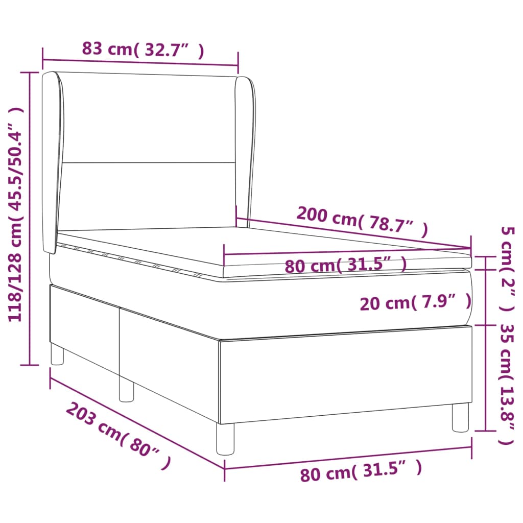 Boxspring met matras stof donkergrijs 80x200 cm is nu te koop bij PeponiXL, paradijselijk wonen!