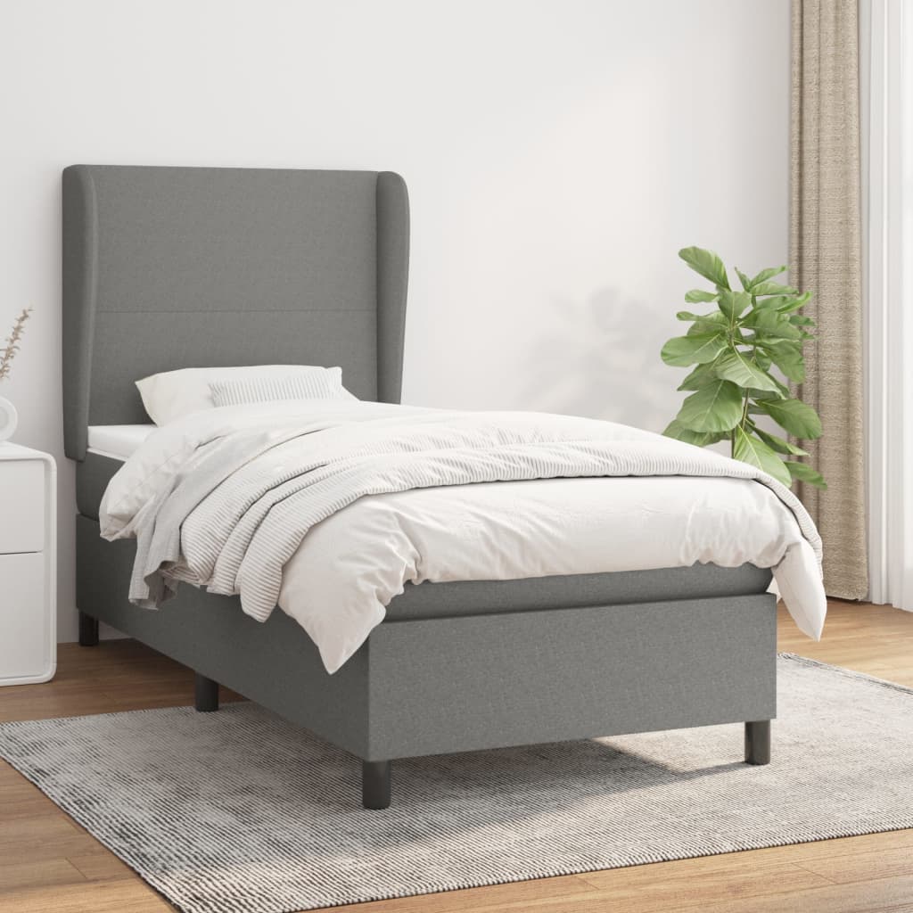 Boxspring met matras stof donkergrijs 80x200 cm is nu te koop bij PeponiXL, paradijselijk wonen!