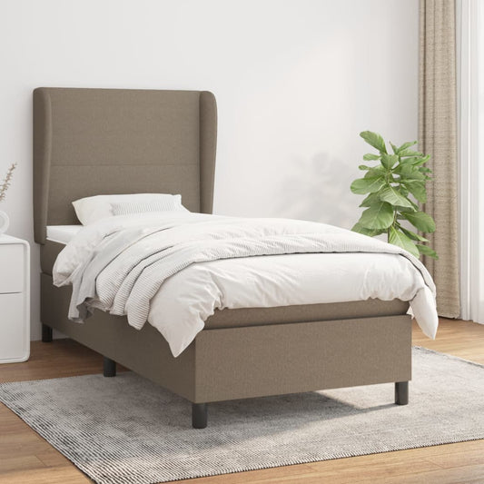 Boxspring met matras stof taupe 90x190 cm is nu te koop bij PeponiXL, paradijselijk wonen!