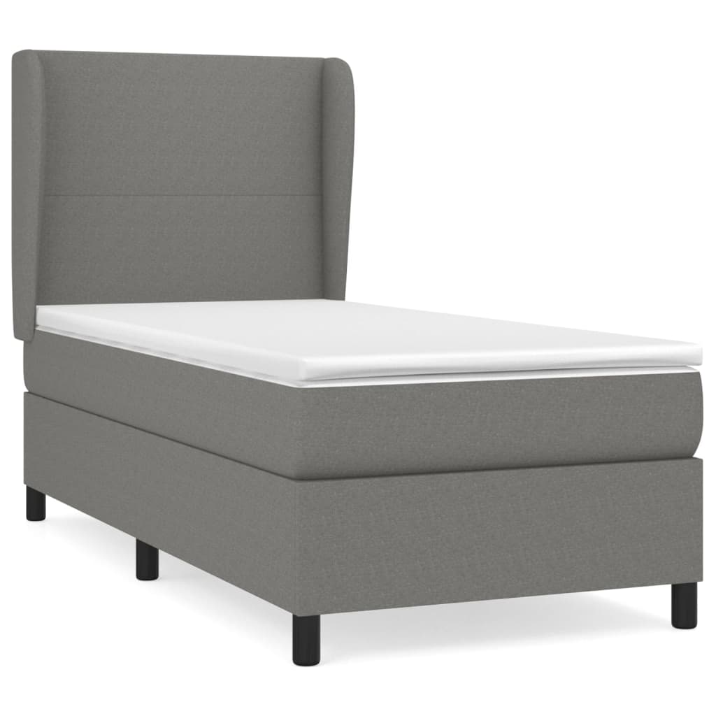 Boxspring met matras stof donkergrijs 90x200 cm is nu te koop bij PeponiXL, paradijselijk wonen!