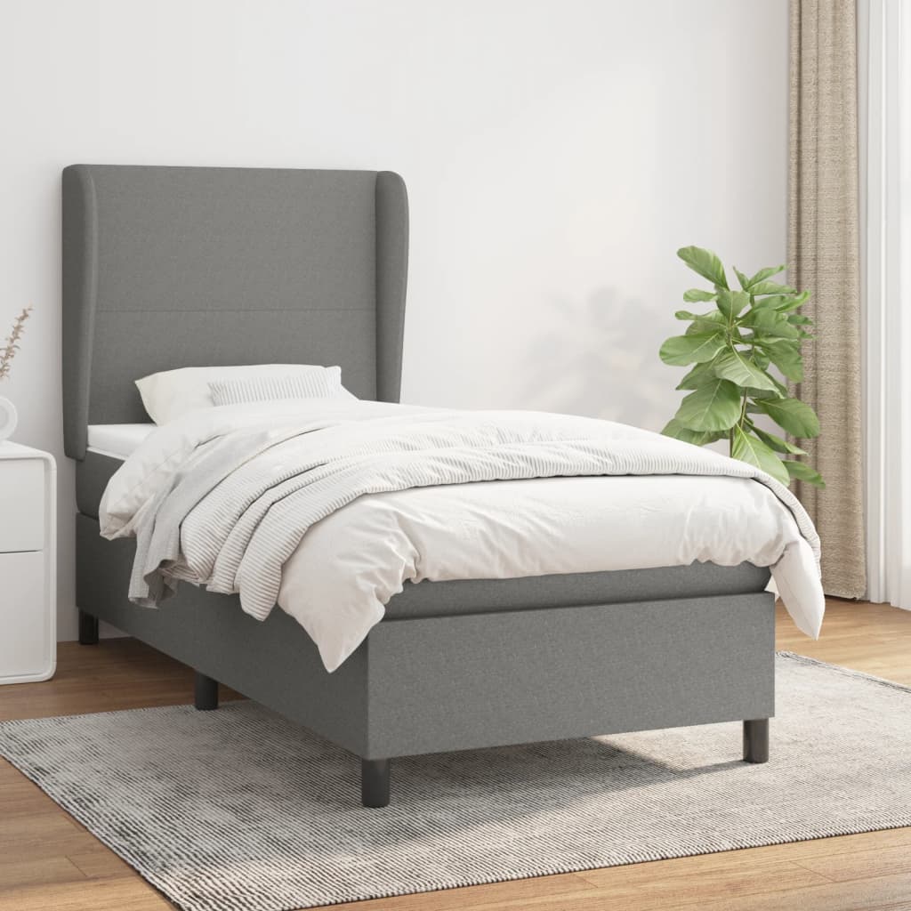 Boxspring met matras stof donkergrijs 90x200 cm is nu te koop bij PeponiXL, paradijselijk wonen!