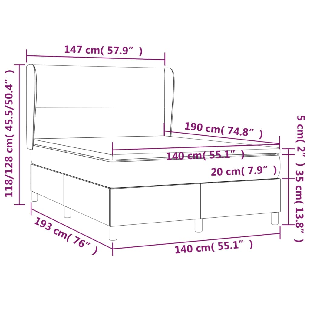 Boxspring met matras stof donkergrijs 140x190 cm is nu te koop bij PeponiXL, paradijselijk wonen!
