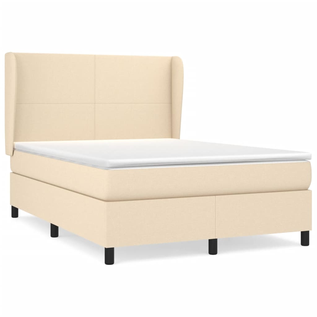 Boxspring met matras stof crèmekleurig 140x200 cm is nu te koop bij PeponiXL, paradijselijk wonen!