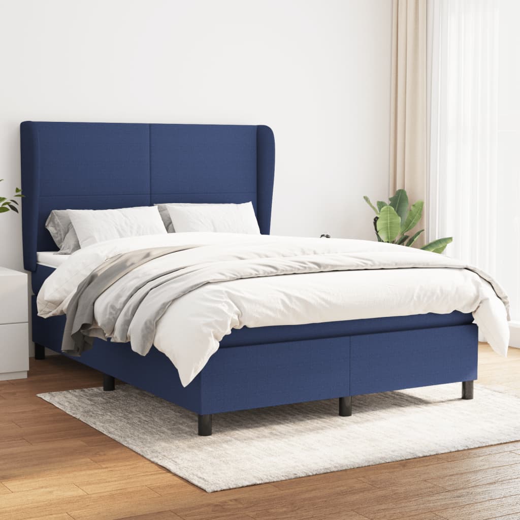 Boxspring met matras stof blauw 140x200 cm is nu te koop bij PeponiXL, paradijselijk wonen!