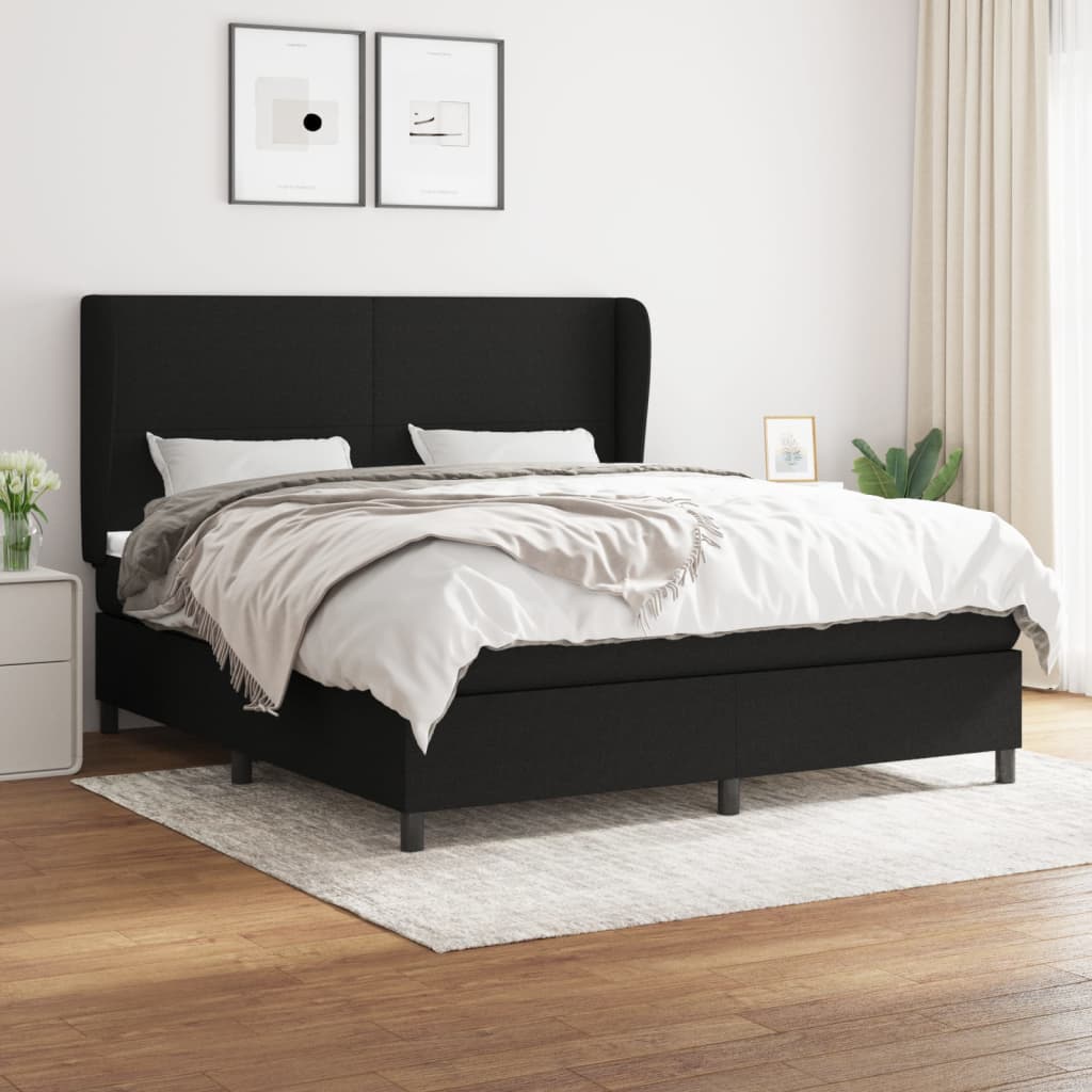 Boxspring met matras stof zwart 160x200 cm is nu te koop bij PeponiXL, paradijselijk wonen!