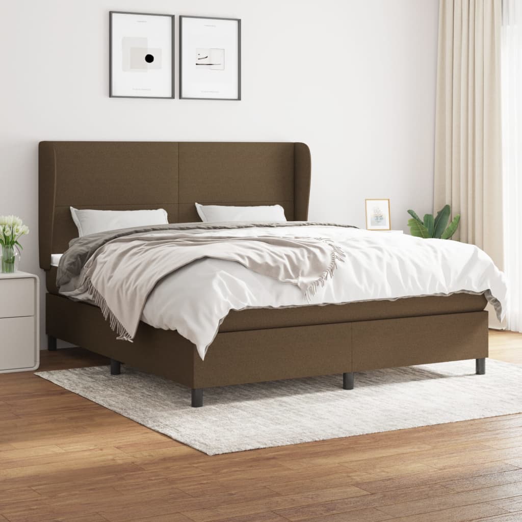 Boxspring met matras stof donkerbruin 160x200 cm is nu te koop bij PeponiXL, paradijselijk wonen!