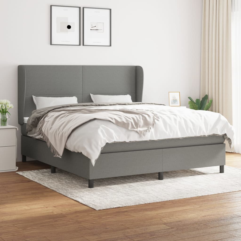 Boxspring met matras stof donkergrijs 180x200 cm is nu te koop bij PeponiXL, paradijselijk wonen!