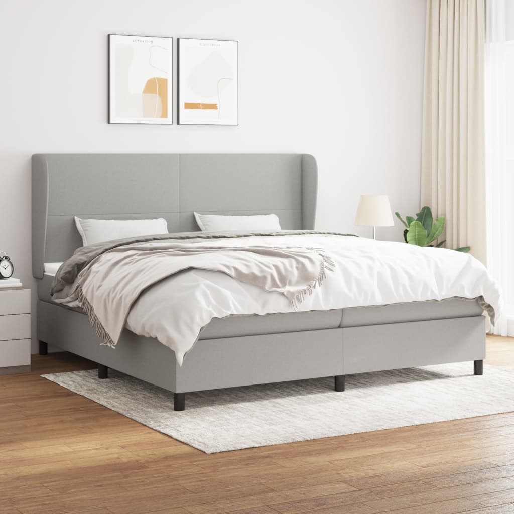Boxspring met matras stof lichtgrijs 200x200 cm is nu te koop bij PeponiXL, paradijselijk wonen!
