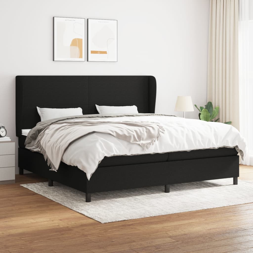 Boxspring met matras stof zwart 200x200 cm is nu te koop bij PeponiXL, paradijselijk wonen!