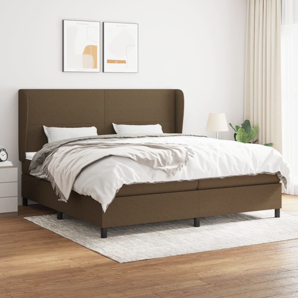 Boxspring met matras stof donkerbruin 200x200 cm is nu te koop bij PeponiXL, paradijselijk wonen!