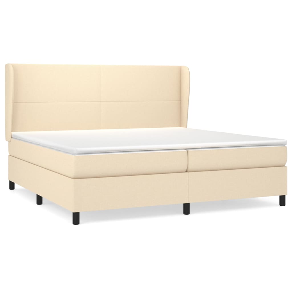 Boxspring met matras stof crèmekleurig 200x200 cm is nu te koop bij PeponiXL, paradijselijk wonen!