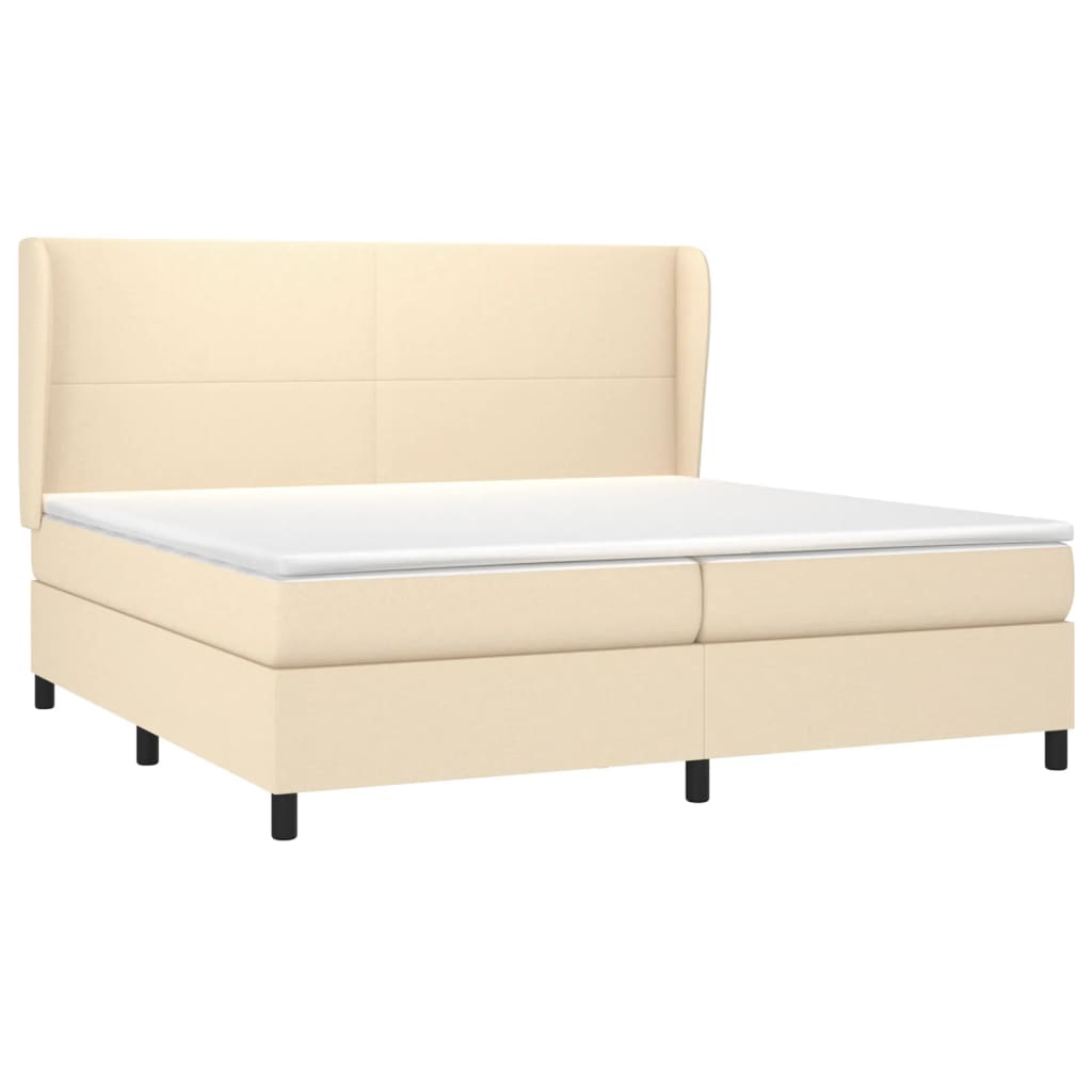 Boxspring met matras stof crèmekleurig 200x200 cm is nu te koop bij PeponiXL, paradijselijk wonen!