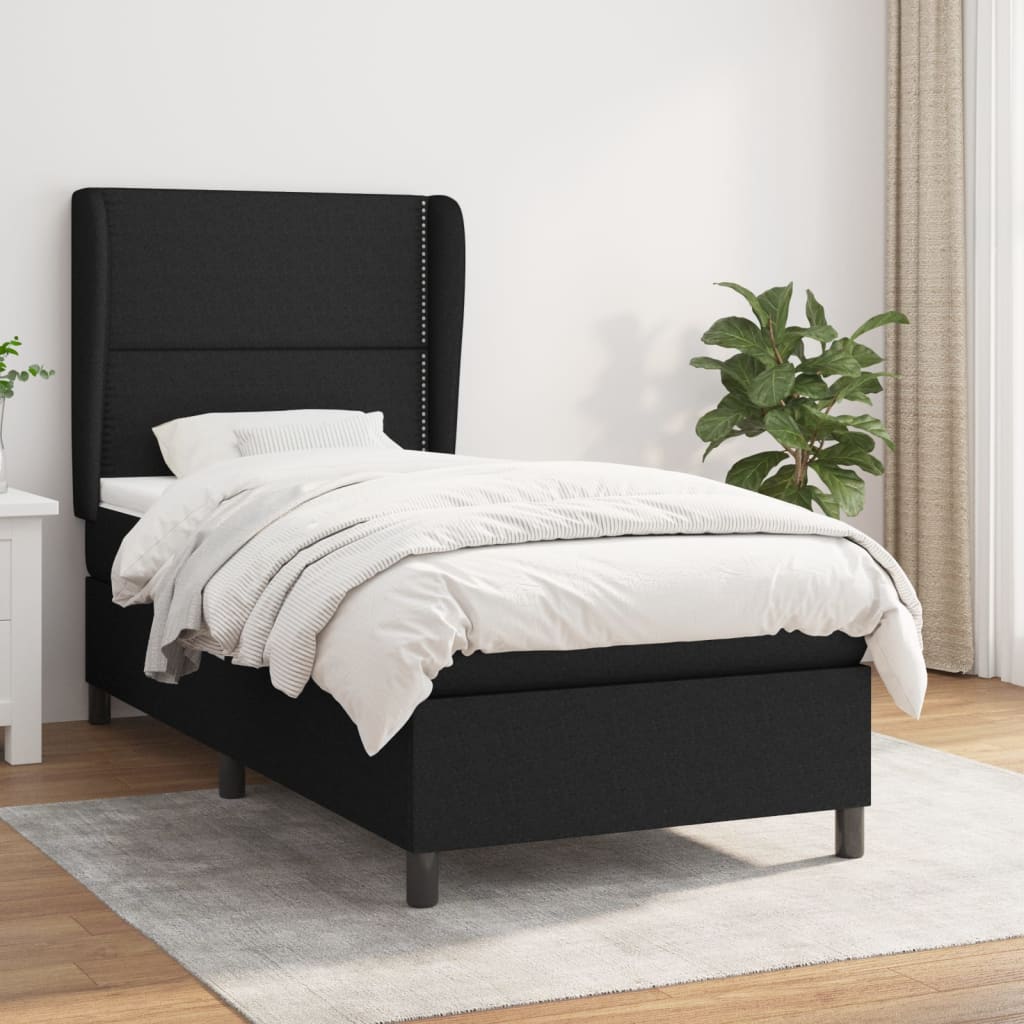 Boxspring met matras stof zwart 80x200 cm is nu te koop bij PeponiXL, paradijselijk wonen!