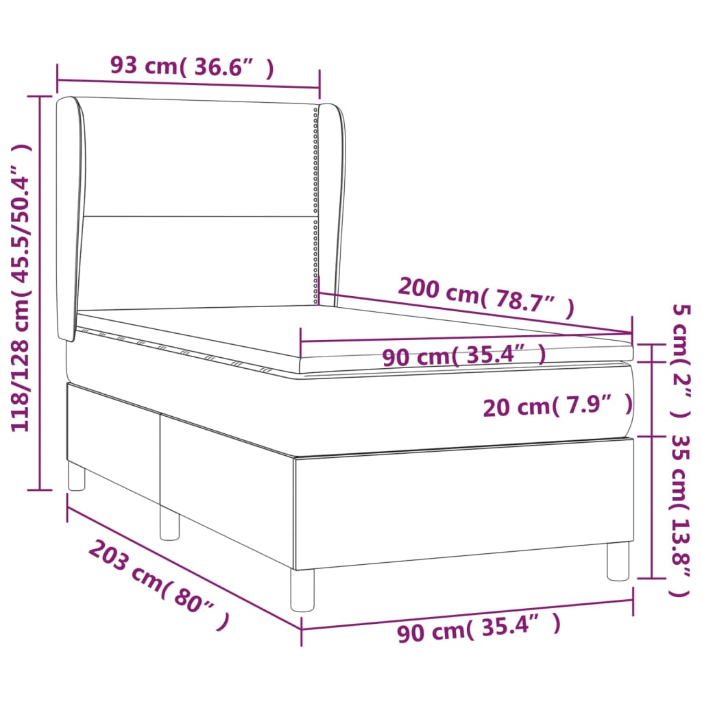 Boxspring met matras stof taupe 90x200 cm is nu te koop bij PeponiXL, paradijselijk wonen!